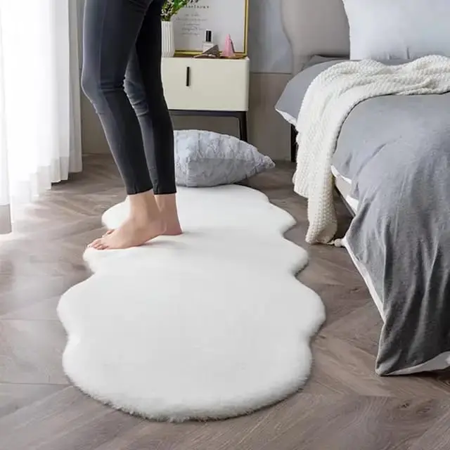 Ultra Soft Rabbit Fur Rug – Luxury Fluffy Bedside Carpet, Non-Slip, Stylish Home Décor Mat