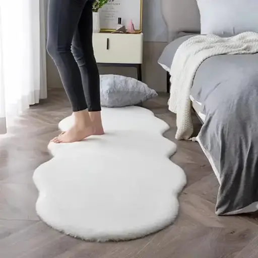 Ultra Soft Rabbit Fur Rug – Luxury Fluffy Bedside Carpet, Non-Slip, Stylish Home Décor Mat